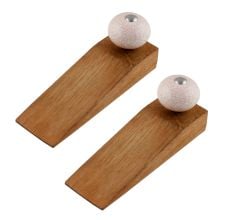 2 Pieces Cream Pink Crackle Ceramic Wooden Door Stopper